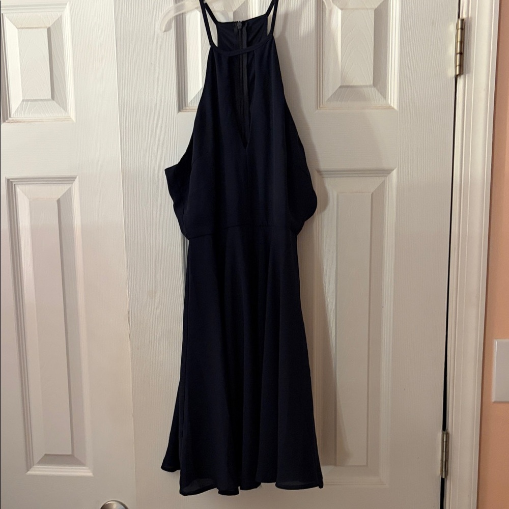 Lulu's Navy Halter Neck Dress - Picture 1 of 7